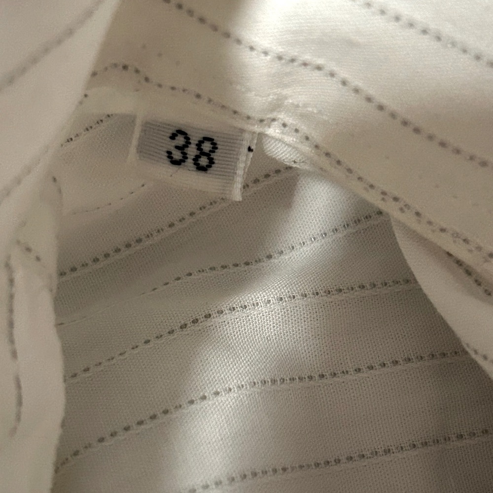 GIVENCHY White & Silver Lurex  Pinstripes Pleated  Mens Shirt IT 38, US S - Picture 12 of 12